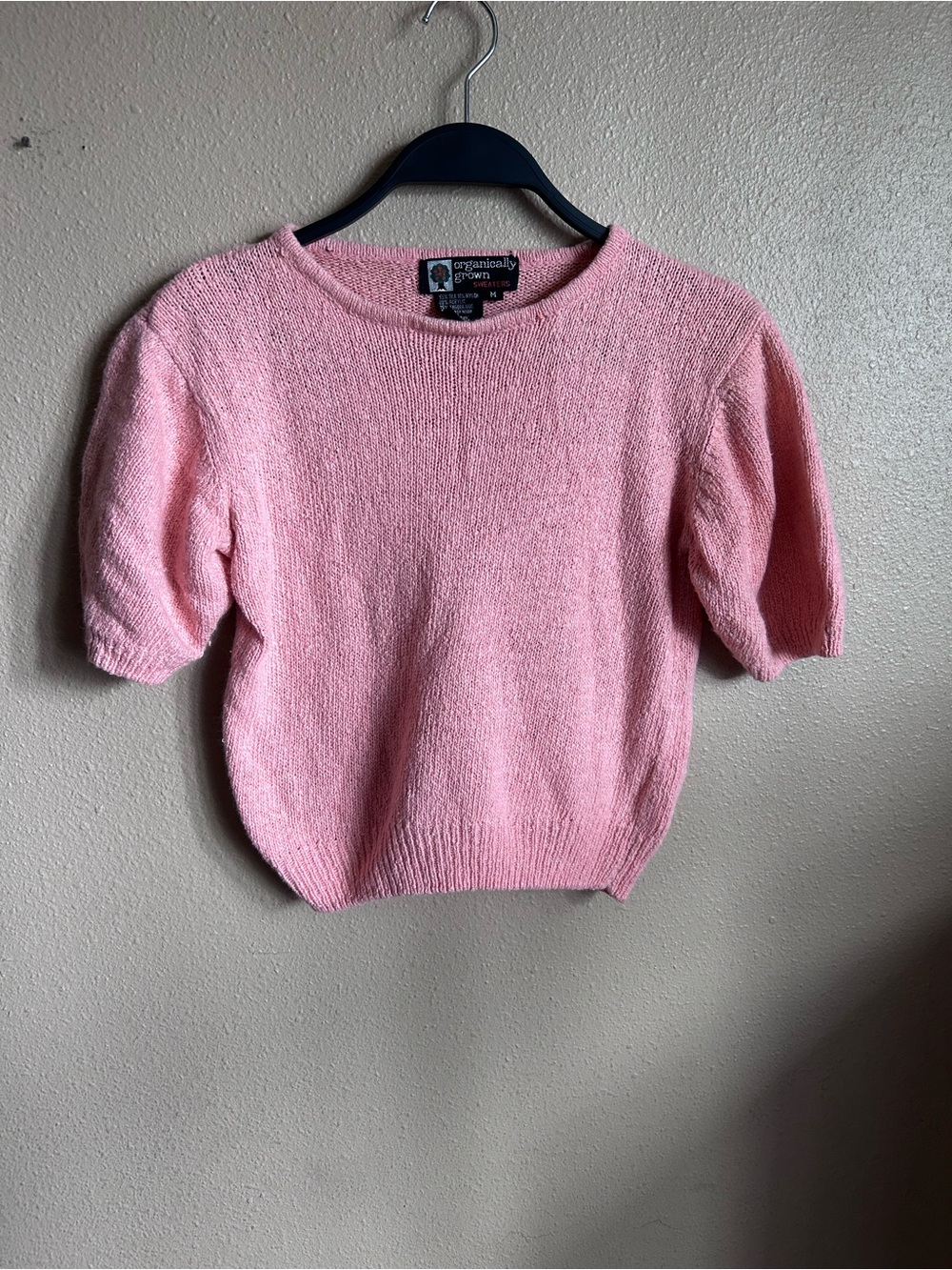 Light Pink Short-Sleeve Crew Sweater silk blend  by Organically Grown size m